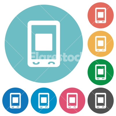 Mobile media stop flat round icons - Mobile media stop flat white icons on round color backgrounds
