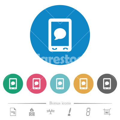 Mobile sms message flat round icons - Mobile sms message flat white icons on round color backgrounds. 6 bonus icons included.