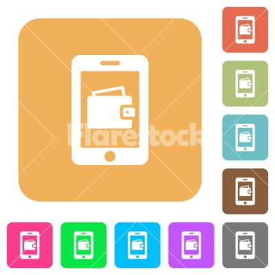 Mobile wallet rounded square flat icons - Mobile wallet flat icons on rounded square vivid color backgrounds.