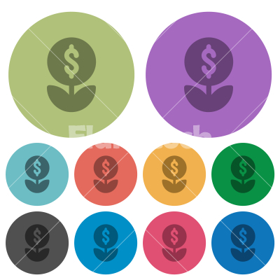Money plant solid color darker flat icons - Money plant solid darker flat icons on color round background