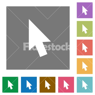 Mouse cursor square flat icons - Mouse cursor flat icons on simple color square backgrounds
