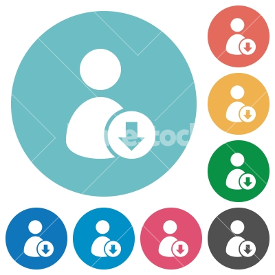 Move down user flat round icons - Move down user flat white icons on round color backgrounds