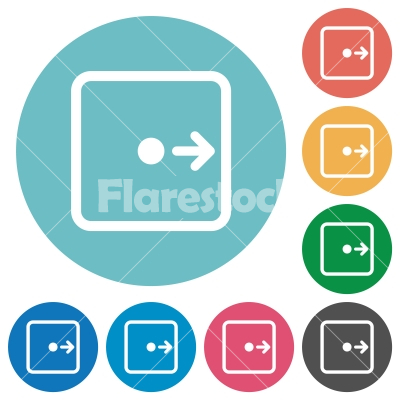 Move object right flat round icons - Move object right flat white icons on round color backgrounds