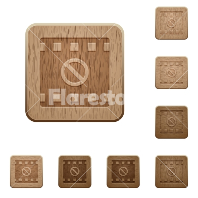 Movie disabled wooden buttons - Movie disabled on rounded square carved wooden button styles