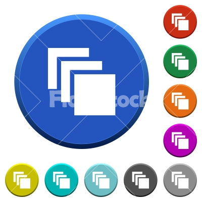 Multiple canvases beveled buttons - Multiple canvases round color beveled buttons with smooth surfaces and flat white icons