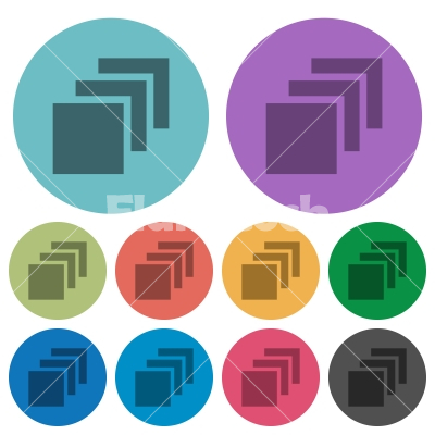 Multiple canvases color darker flat icons - Multiple canvases darker flat icons on color round background