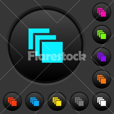 Multiple canvases dark push buttons with color icons - Multiple canvases dark push buttons with vivid color icons on dark grey background