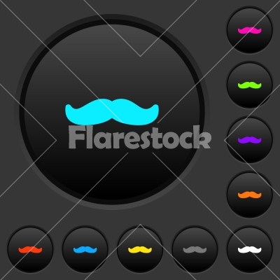 Mustache dark push buttons with color icons - Mustache dark push buttons with vivid color icons on dark grey background