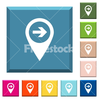 Next target GPS map location white icons on edged square buttons - Next target GPS map location white icons on edged square buttons in various trendy colors