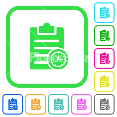 Note timer vivid colored flat icons - Note timer vivid colored flat icons in curved borders on white background
