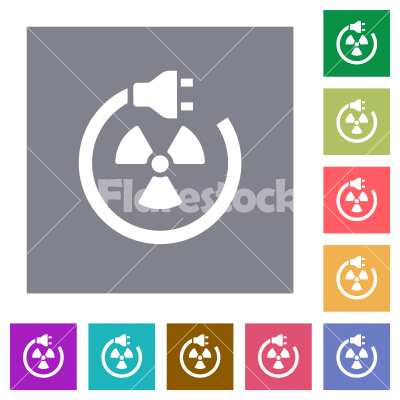 Nuclear energy square flat icons - Nuclear energy flat icons on simple color square backgrounds