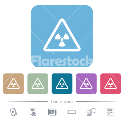 Nuclear warning flat icons on color rounded square backgrounds - Nuclear warning white flat icons on color rounded square backgrounds. 6 bonus icons included