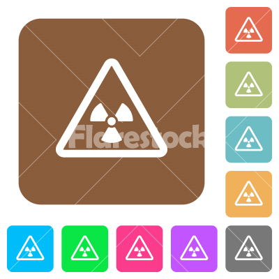 Nuclear warning rounded square flat icons - Nuclear warning flat icons on rounded square vivid color backgrounds.