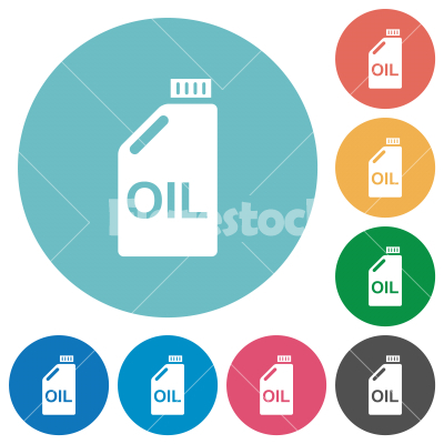 Oil canister flat round icons - Oil canister flat white icons on round color backgrounds