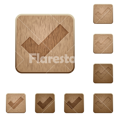 Ok wooden buttons - Set of carved wooden ok buttons. 8 variations included. Arranged layer structure.