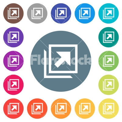 Open in new window flat white icons on round color backgrounds - Open in new window flat white icons on round color backgrounds. 17 background color variations are included.