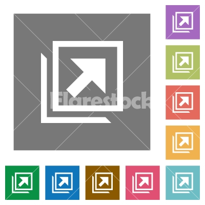 Open in new window square flat icons - Open in new window flat icons on simple color square backgrounds
