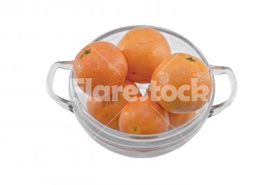 Oranges - Oranges in a glass bowl isolated on white background