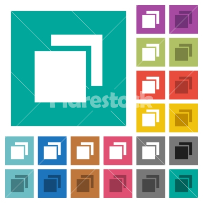 Overlapping elements square flat multi colored icons - Overlapping elements multi colored flat icons on plain square backgrounds. Included white and darker icon variations for hover or active effects.