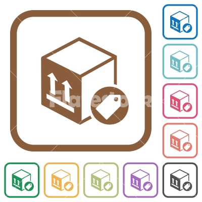 Package labeling simple icons - Package labeling simple icons in color rounded square frames on white background