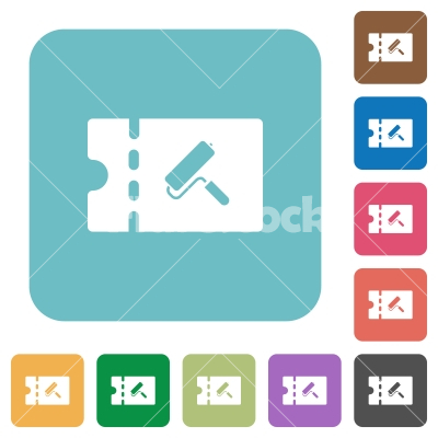 Paint shop discount coupon rounded square flat icons - Paint shop discount coupon white flat icons on color rounded square backgrounds