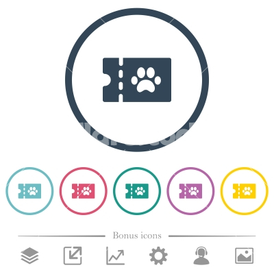 pet shop discount coupon flat color icons in round outlines - pet shop discount coupon flat color icons in round outlines. 6 bonus icons included.