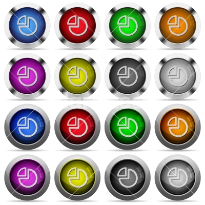 Pie graph button set - Set of pie graph glossy web buttons. Arranged layer structure.