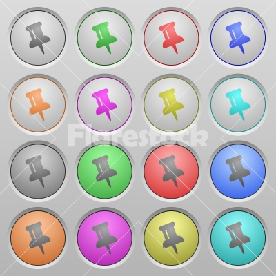Pin plastic sunk buttons - Set of pin plastic sunk spherical buttons. - Free stock vector