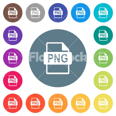PNG file format flat white icons on round color backgrounds - PNG file format flat white icons on round color backgrounds. 17 background color variations are included.