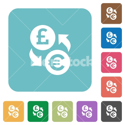 Pound Euro exchange square flat icons - Pound Euro exchange flat icons on simple color square background.