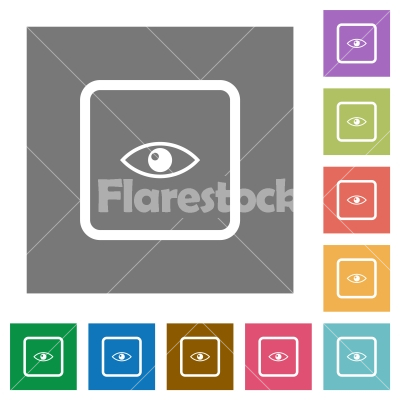 Preview object square flat icons - Preview object flat icons on simple color square backgrounds