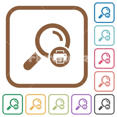 Print search results simple icons - Print search results simple icons in color rounded square frames on white background