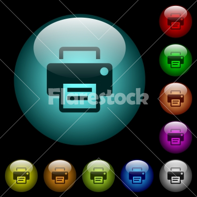 Printer icons in color illuminated glass buttons - Stock vector ...