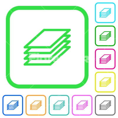 Printing papers vivid colored flat icons - Printing papers vivid colored flat icons in curved borders on white background
