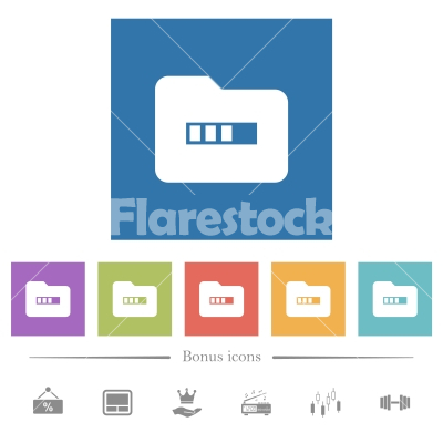 Processing folder flat white icons in square backgrounds - Processing folder flat white icons in square backgrounds. 6 bonus icons included.