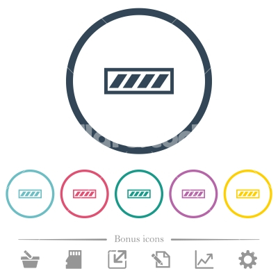 Progress bar flat color icons in round outlines - Progress bar flat color icons in round outlines. 6 bonus icons included.