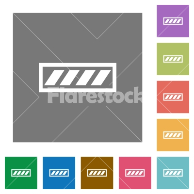 Progress bar square flat icons - Progress bar flat icons on simple color square backgrounds