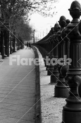 Promenade - People walking on the promenade along the Danube River