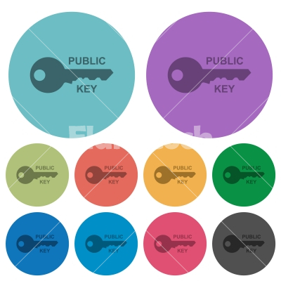 Public key color darker flat icons - Public key darker flat icons on color round background