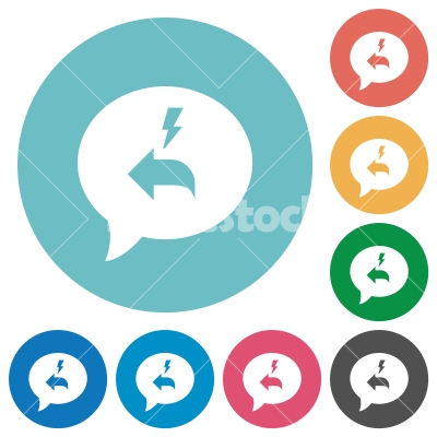 Quick reply message flat round icons - Quick reply message flat white icons on round color backgrounds