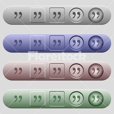Quotation mark icons on menu bars - Quotation mark icons on rounded horizontal menu bars in different colors and button styles