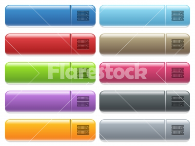 Rack servers menu button set - Set of rack servers glossy color menu buttons with engraved icons