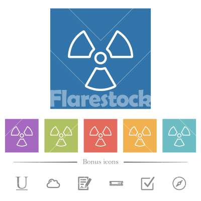 Radiation outline flat white icons in square backgrounds - Radiation outline flat white icons in square backgrounds. 6 bonus icons included.