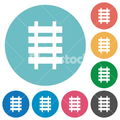 Railroad flat round icons - Railroad flat white icons on round color backgrounds
