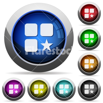 Rank component round glossy buttons - Rank component icons in round glossy buttons with steel frames