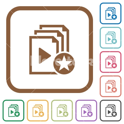 Rank playlist simple icons - Rank playlist simple icons in color rounded square frames on white background