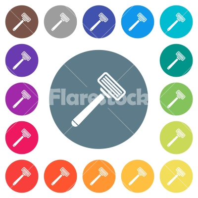 Razor flat white icons on round color backgrounds - Razor flat white icons on round color backgrounds. 17 background color variations are included.