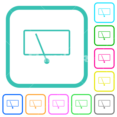 Rear window wiper vivid colored flat icons - Rear window wiper vivid colored flat icons in curved borders on white background