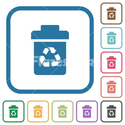 Recycle bin simple icons - Recycle bin simple icons in color rounded square frames on white background
