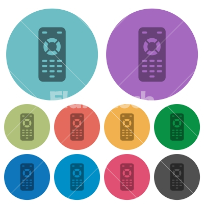 Remote control color darker flat icons - Remote control darker flat icons on color round background - Free stock vector